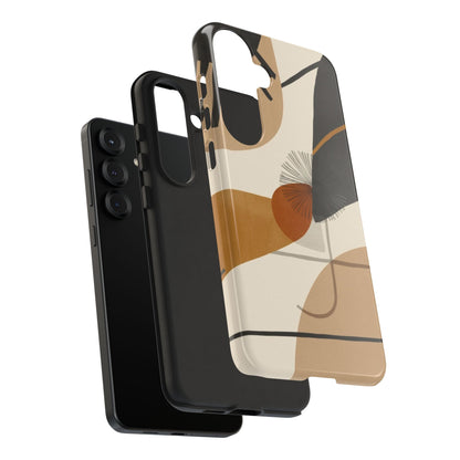 Abstract Earth Tone Phone Case — Mid-Century Minimalist Tough Case