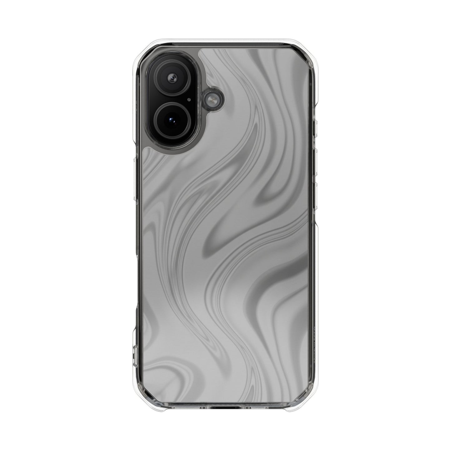 Clear Magnetic Impact Phone Case — Gray Marble Swirl