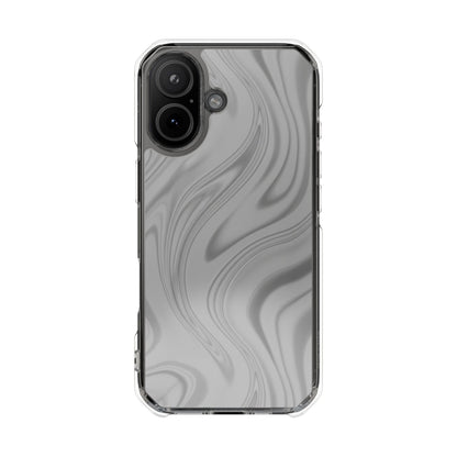 Clear Magnetic Impact Phone Case — Gray Marble Swirl