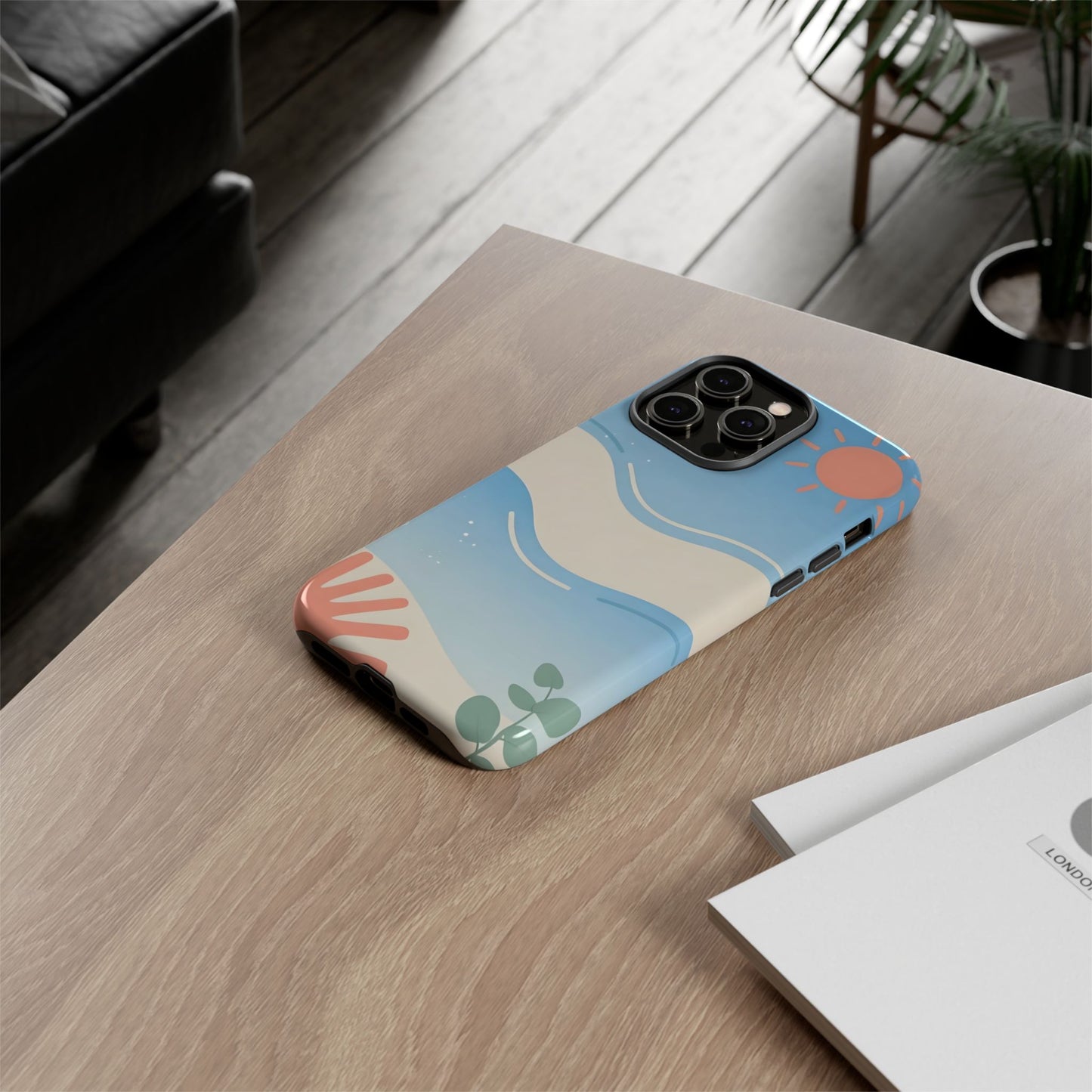 Beach Waves Tough Phone Case — Summer Sun & Seashell Protective Cover