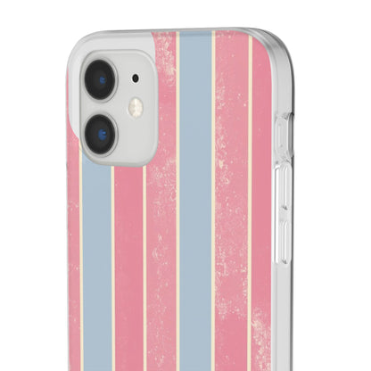 Striped Pink & Blue Phone Case — Retro Pastel Flexi Case