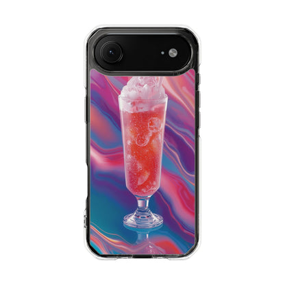 Clear Magnetic Phone Case — Retro Pink Soda Float Design