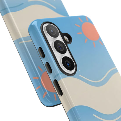 Beach Waves Tough Phone Case — Summer Sun & Seashell Protective Cover