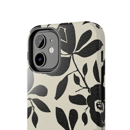 Tough Phone Case — Black Floral Silhouette Protective Cover