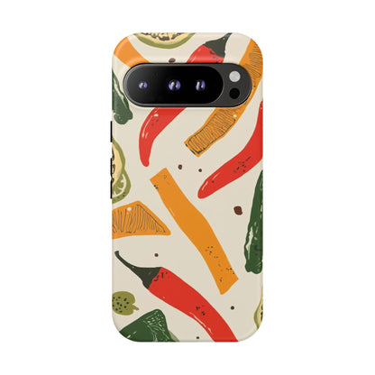 Spicy Peppers Phone Case – Colorful Chili, Lime & Citrus Pattern