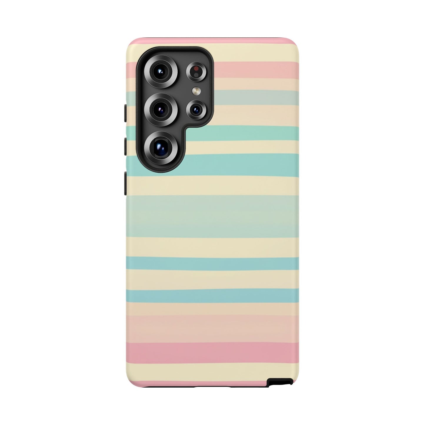 Pastel Striped Tough Phone Case – Protective Retro Rainbow Design
