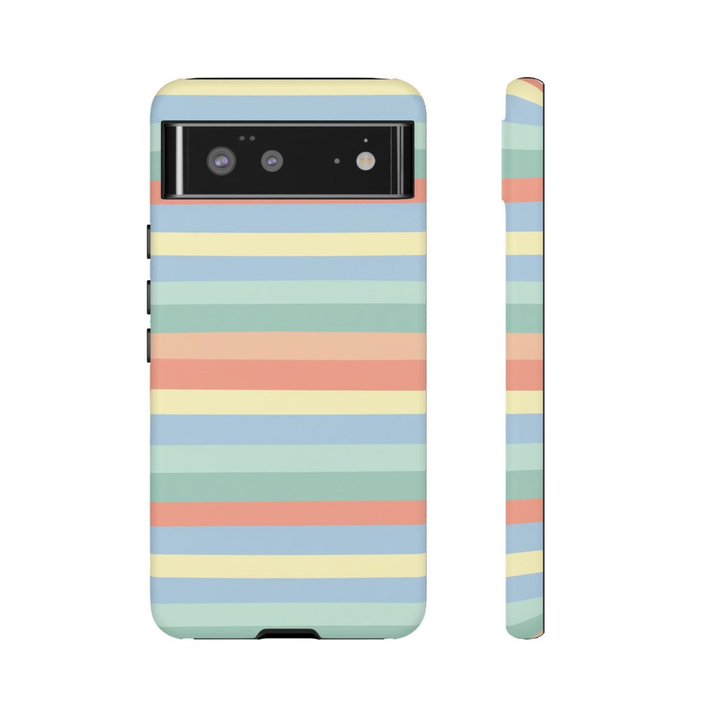 Pastel Striped Phone Case — Retro Horizontal Multi-Color Tough Case