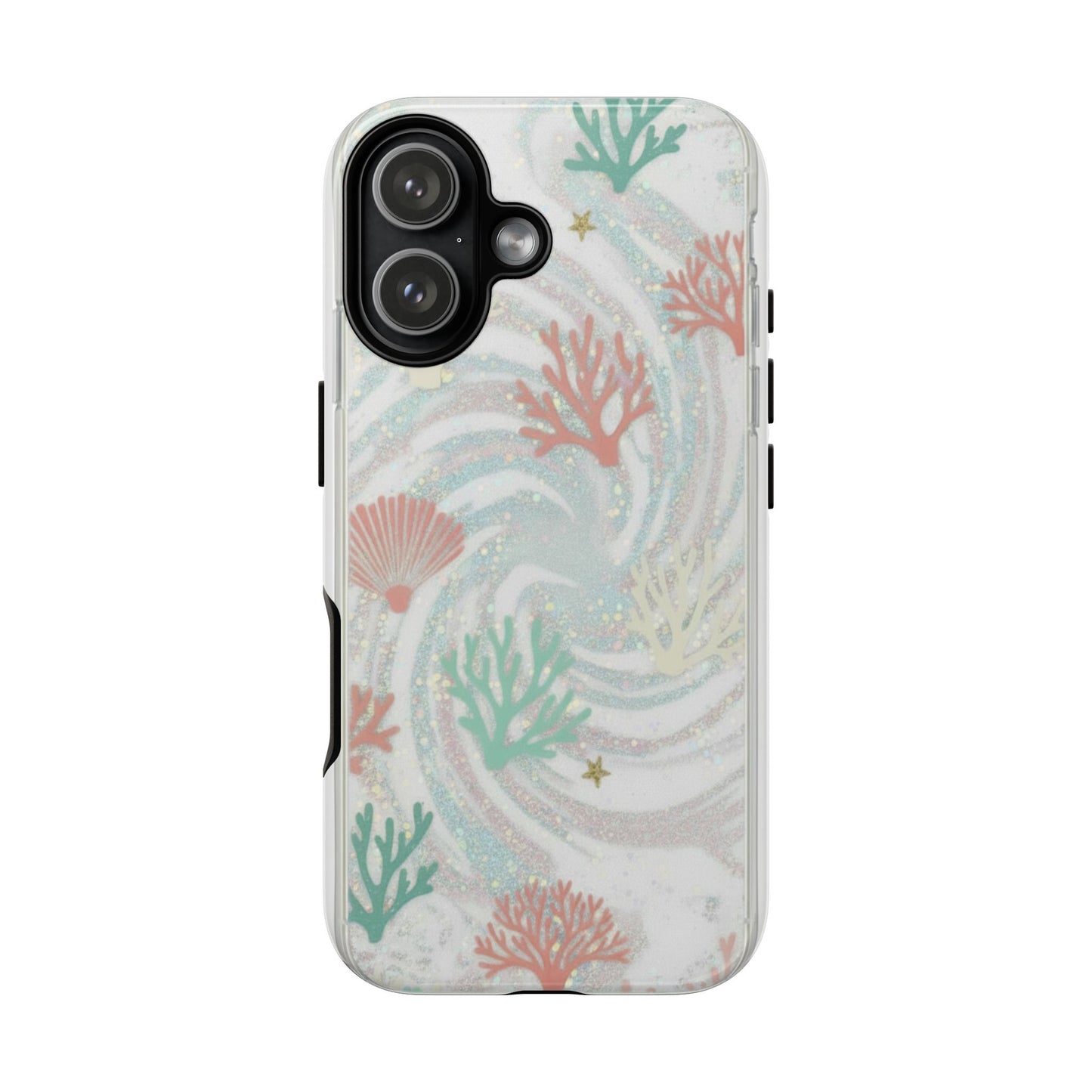Seafoam Coral Tough Phone Case - Pastel Ocean Wave Design