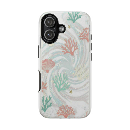 Seafoam Coral Tough Phone Case - Pastel Ocean Wave Design