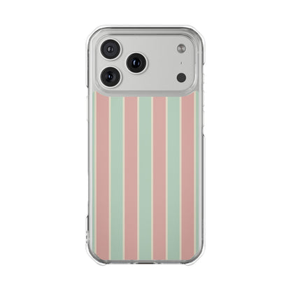 Striped Pastel Clear Phone Case — Magnetic Impact Protective Cover