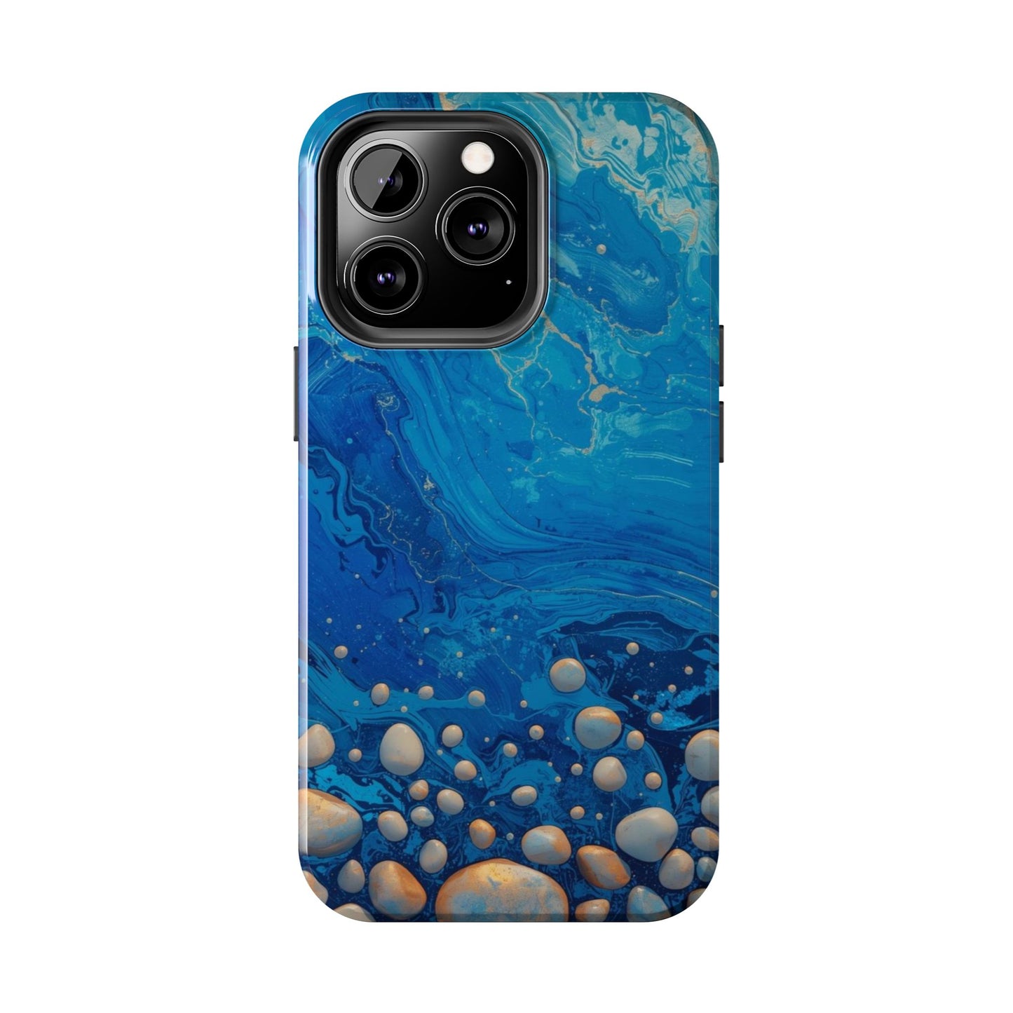 Blue Ocean Pebble Tough Phone Case — Protective Artistic Marble Design