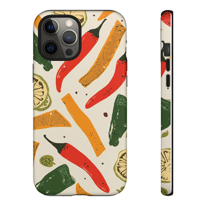 Spicy Peppers Phone Case – Colorful Chili, Lime & Citrus Pattern