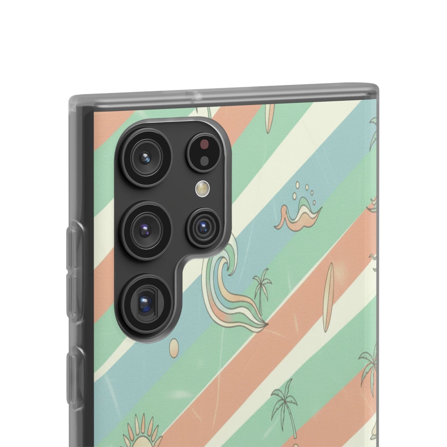 Beach Vibes Phone Case — Retro Pastel Surf & Palm Protective Flexi Case