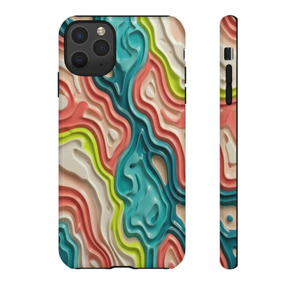 Abstract Contour Phone Case — Colorful Topographic Pattern Tough Case