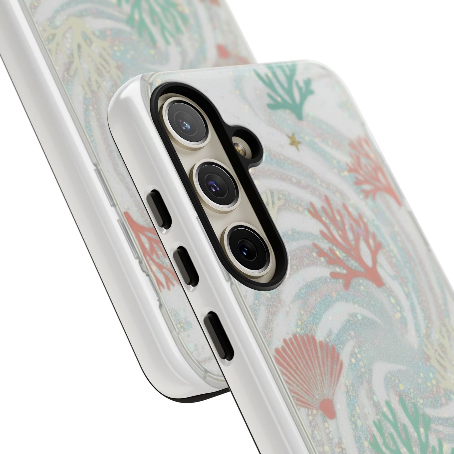Seafoam Coral Tough Phone Case - Pastel Ocean Wave Design