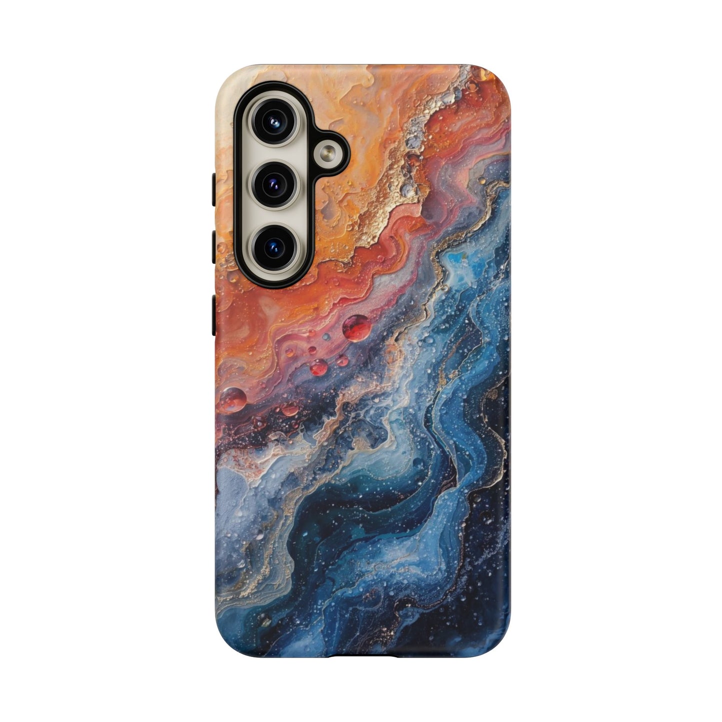 Marbled Galaxy Tough Phone Case — Abstract Blue & Coral Protective Cover