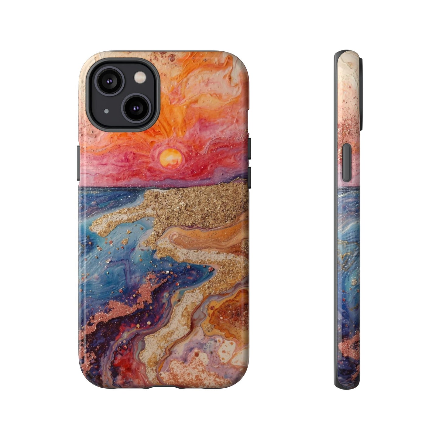 Sunset Coast Phone Case — Colorful Abstract Beach Art Tough Case