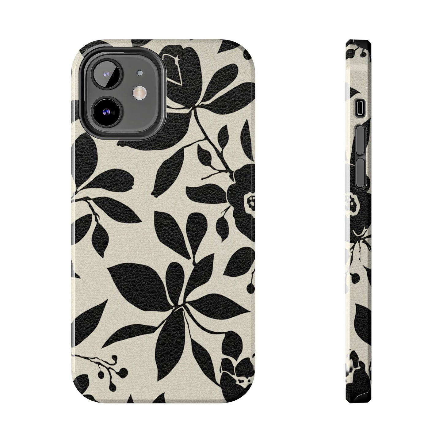 Tough Phone Case — Black Floral Silhouette Protective Cover