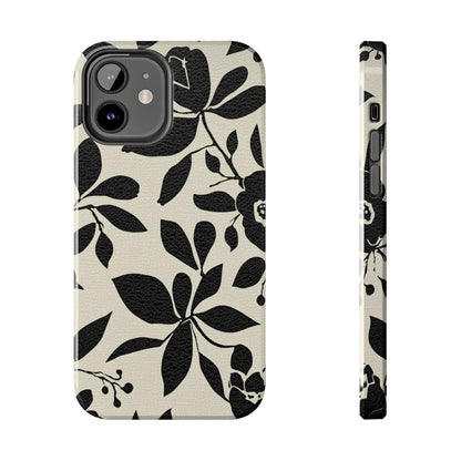 Tough Phone Case — Black Floral Silhouette Protective Cover