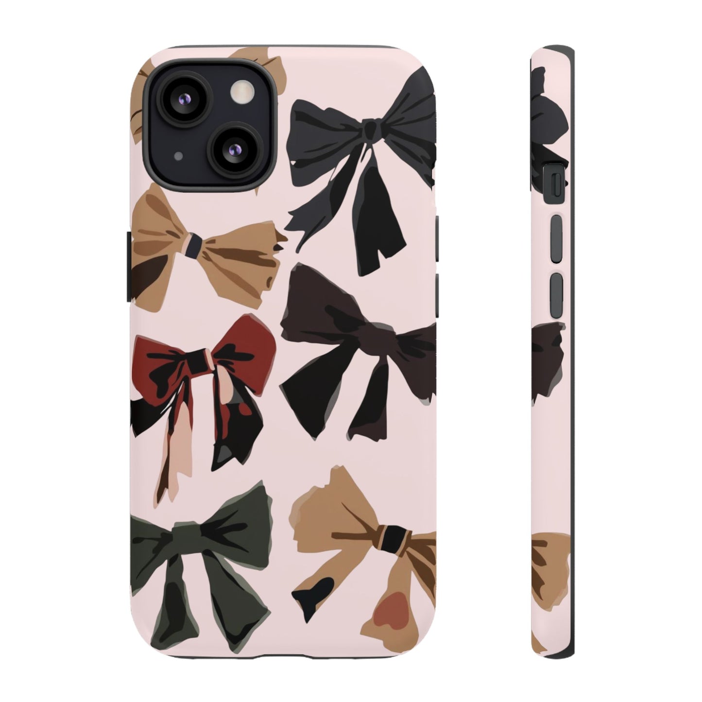 Bow Pattern Phone Case - Pink, Brown & Black Bows Protective Cover