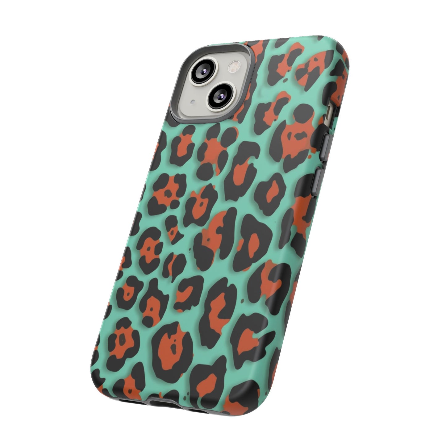 Teal & Rust Leopard Phone Case — Tough Protective Animal Print