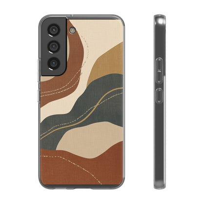 Abstract Earth Tone Phone Case — Boho Wavy Flexi Case