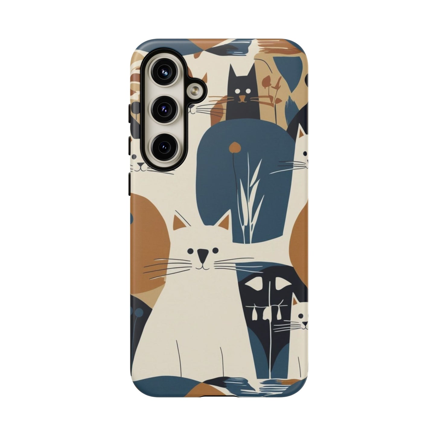 Cat Pattern Phone Case – Retro Abstract Cats Protective iPhone Cover