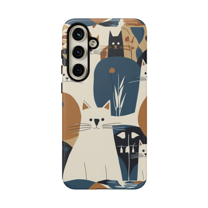 Cat Pattern Phone Case – Retro Abstract Cats Protective iPhone Cover