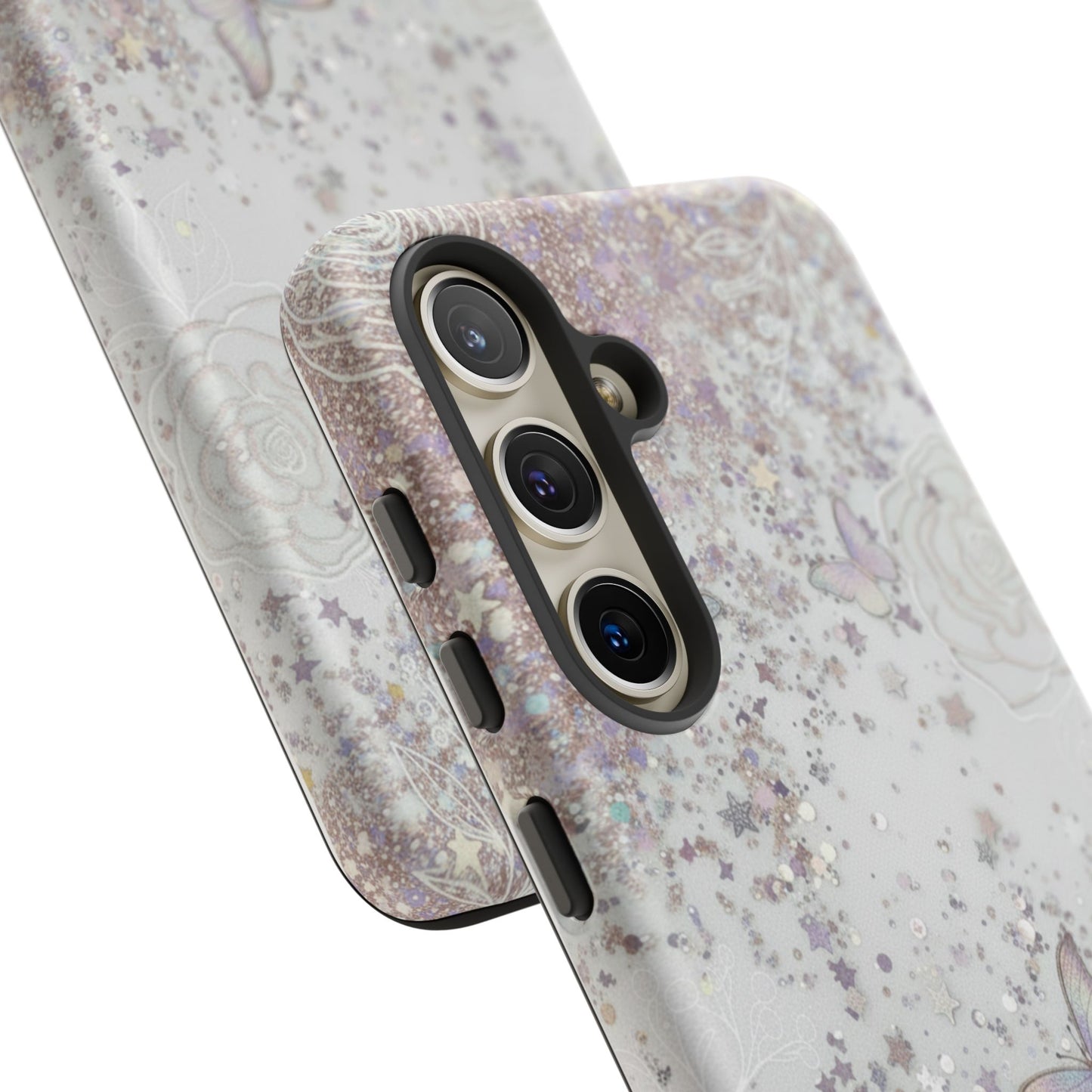 Butterfly Glitter Tough Phone Case — Floral Sparkle Protective Case