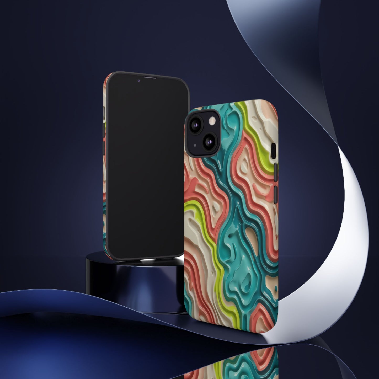 Abstract Contour Phone Case — Colorful Topographic Pattern Tough Case