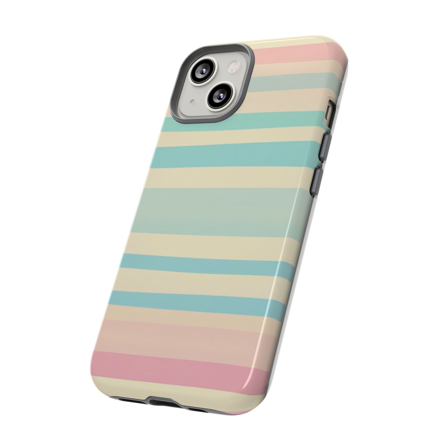 Pastel Striped Tough Phone Case – Protective Retro Rainbow Design