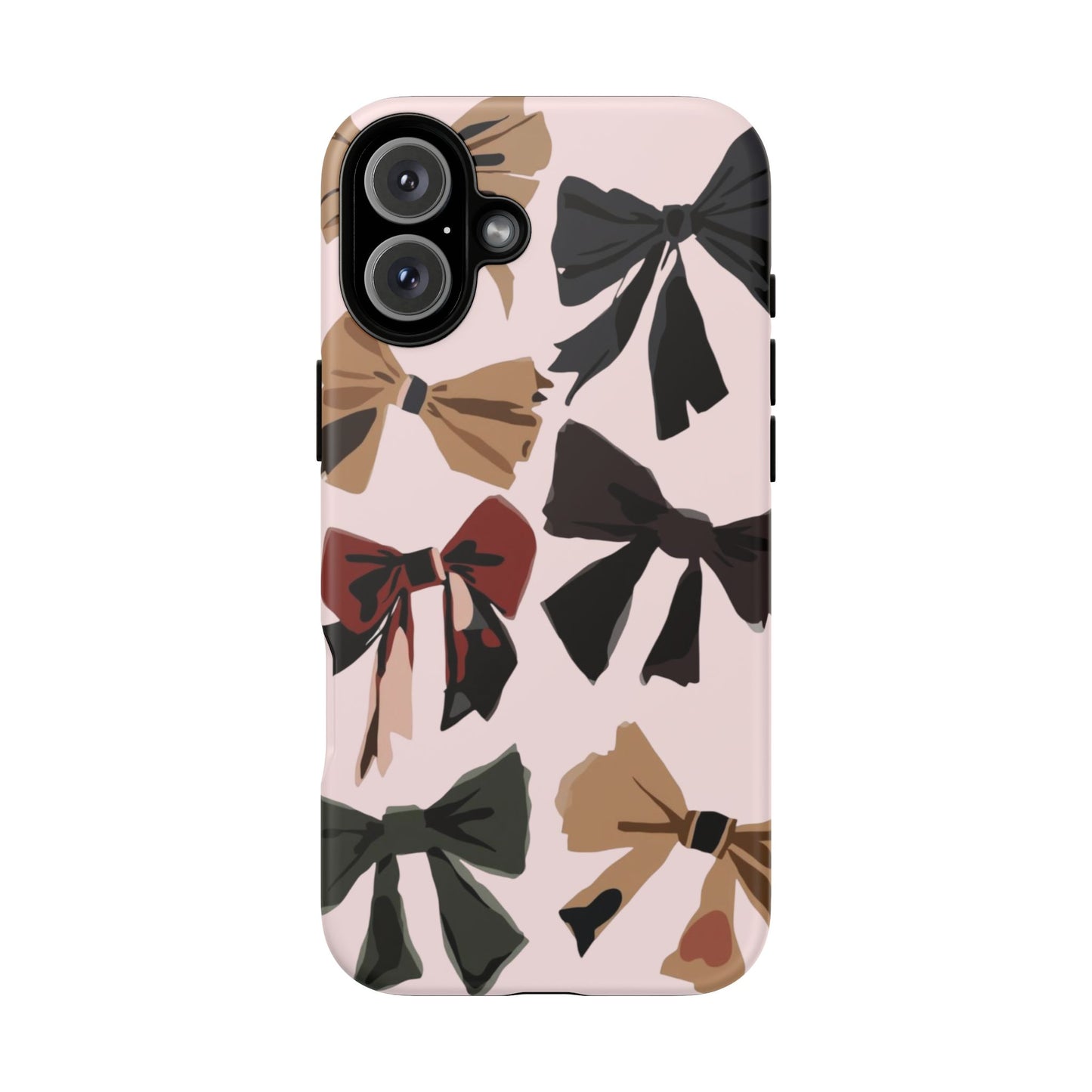 Bow Pattern Phone Case - Pink, Brown & Black Bows Protective Cover