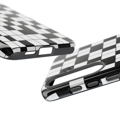 Crossword Grid Phone Case — Black & White Puzzle Pattern Tough Phone Cover