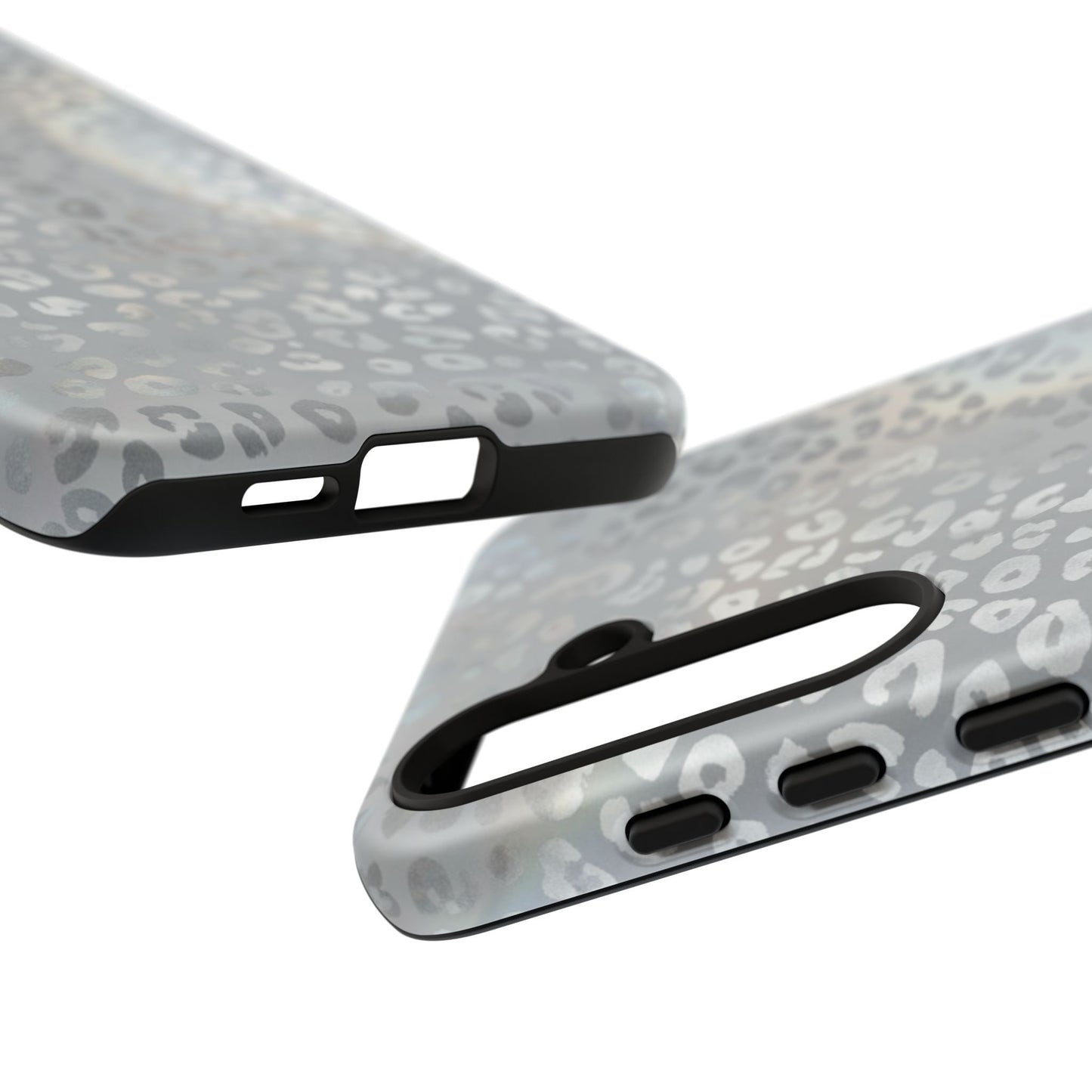 Grey Leopard Print Tough Phone Case — Durable Protective iPhone Cover