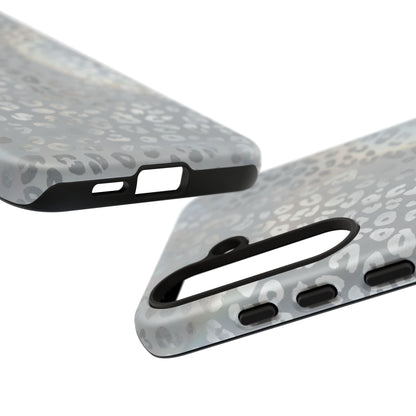 Grey Leopard Print Tough Phone Case — Durable Protective iPhone Cover