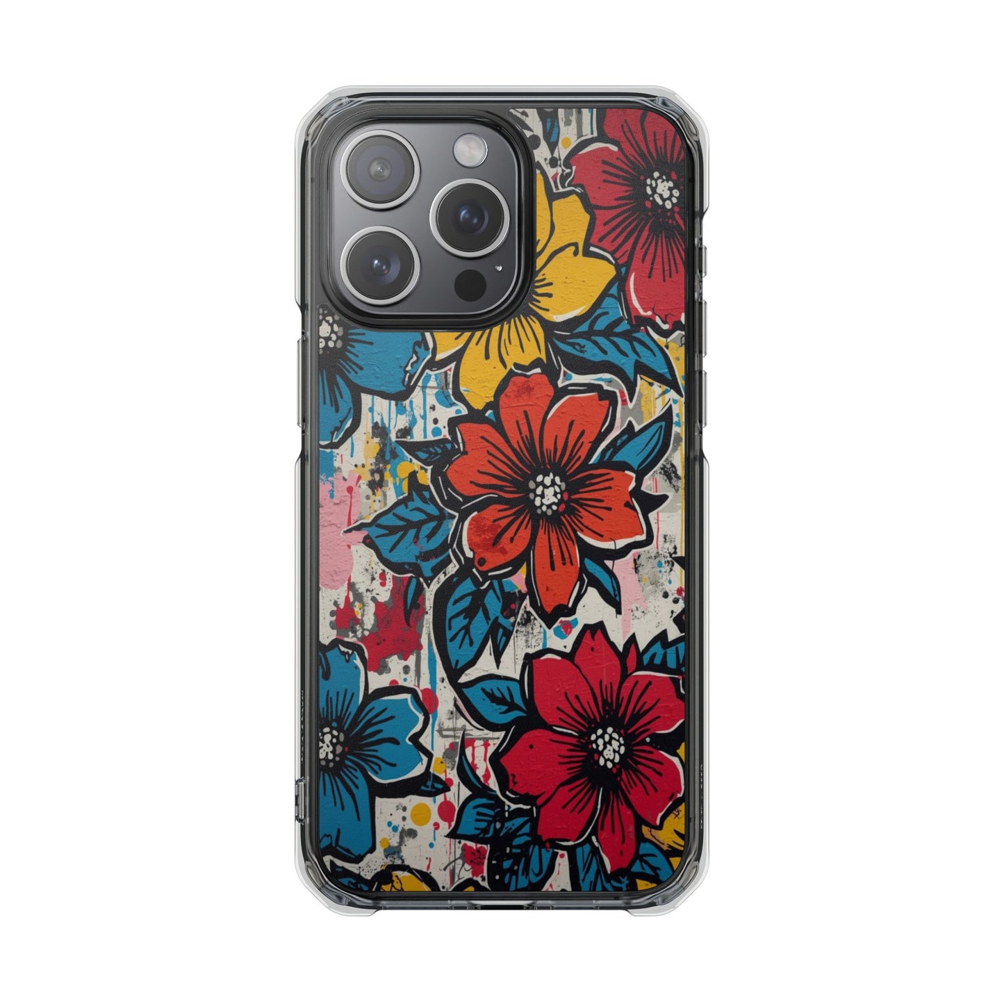 Clear Magnetic Phone Case — Colorful Floral Impact Protection