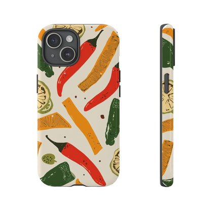 Spicy Peppers Phone Case – Colorful Chili, Lime & Citrus Pattern