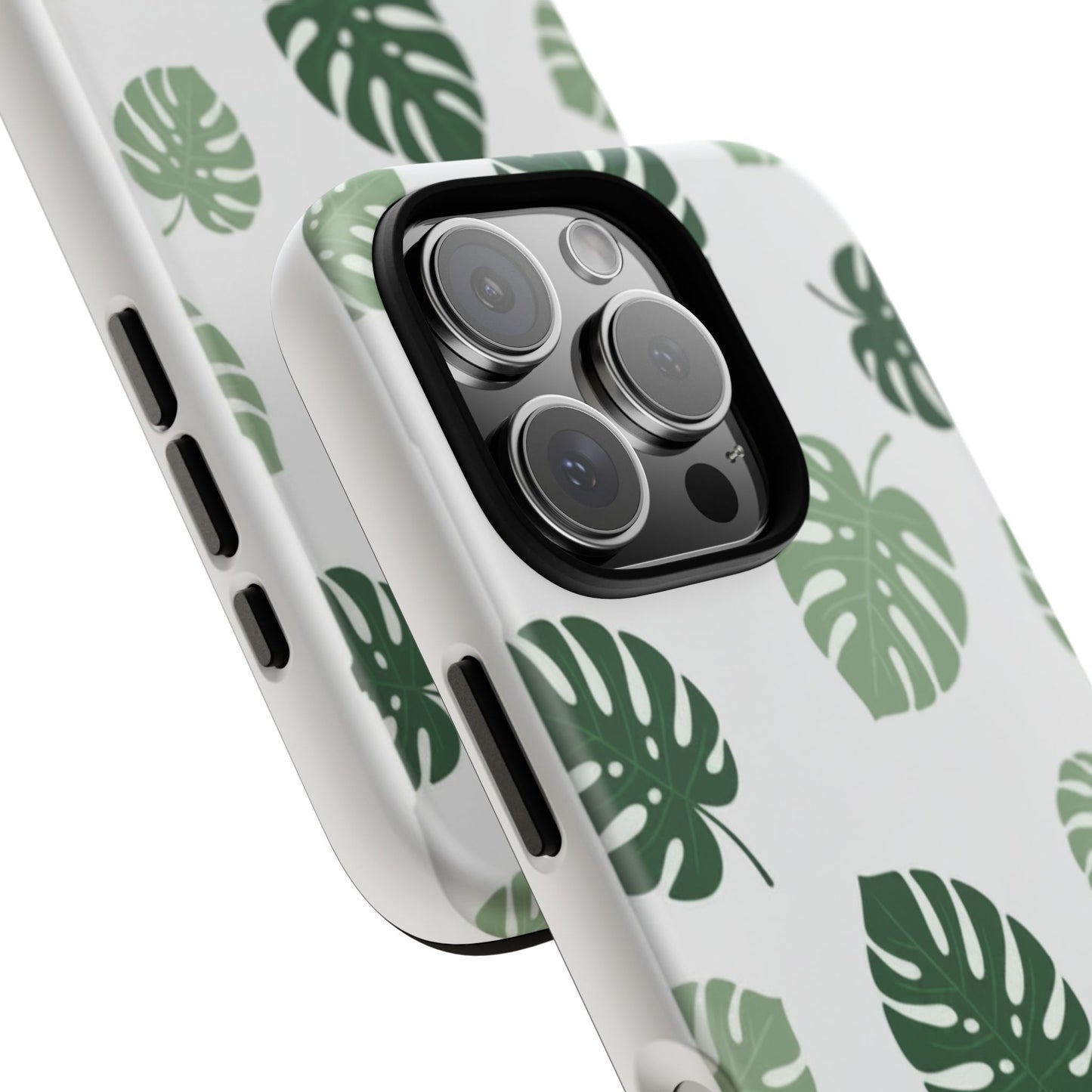 Monstera Leaf Tough Phone Case – Tropical Green Palm Pattern Protective Cover