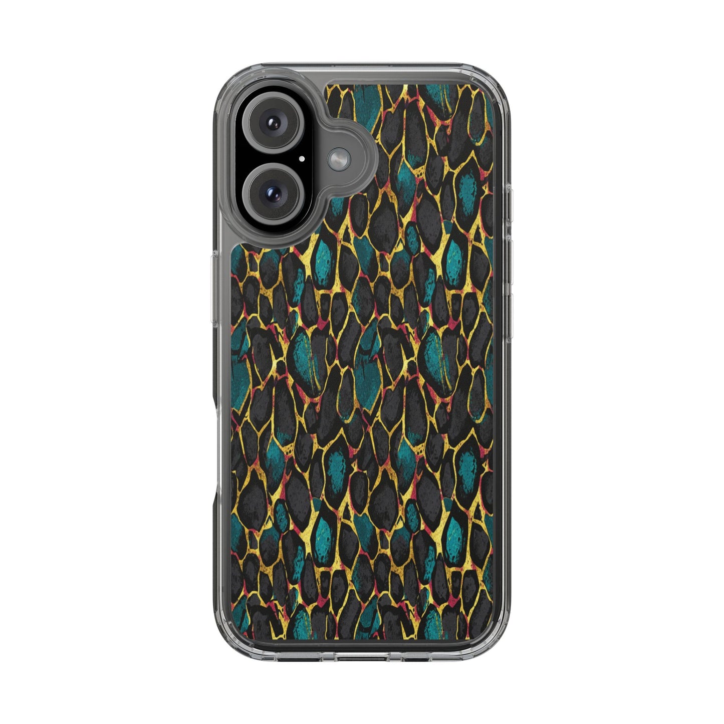 Teal Gold Leopard Clear Phone Case