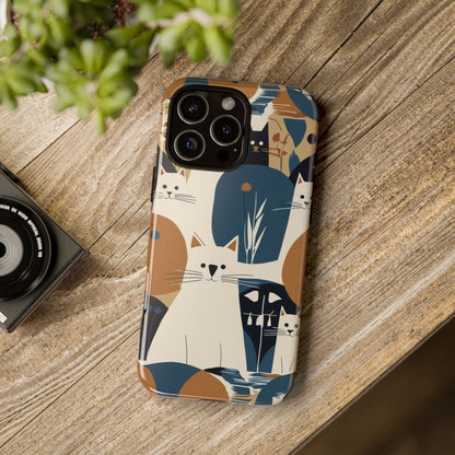 Cat Pattern Phone Case – Retro Abstract Cats Protective iPhone Cover