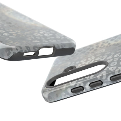 Grey Leopard Print Tough Phone Case — Durable Protective iPhone Cover