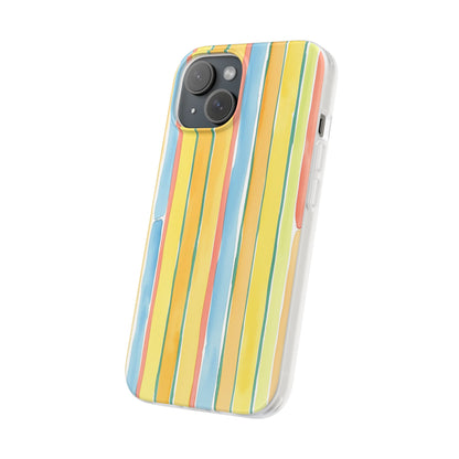Watercolor Stripe Phone Case — Bright Pastel Vertical Stripes Protective Flexi Case