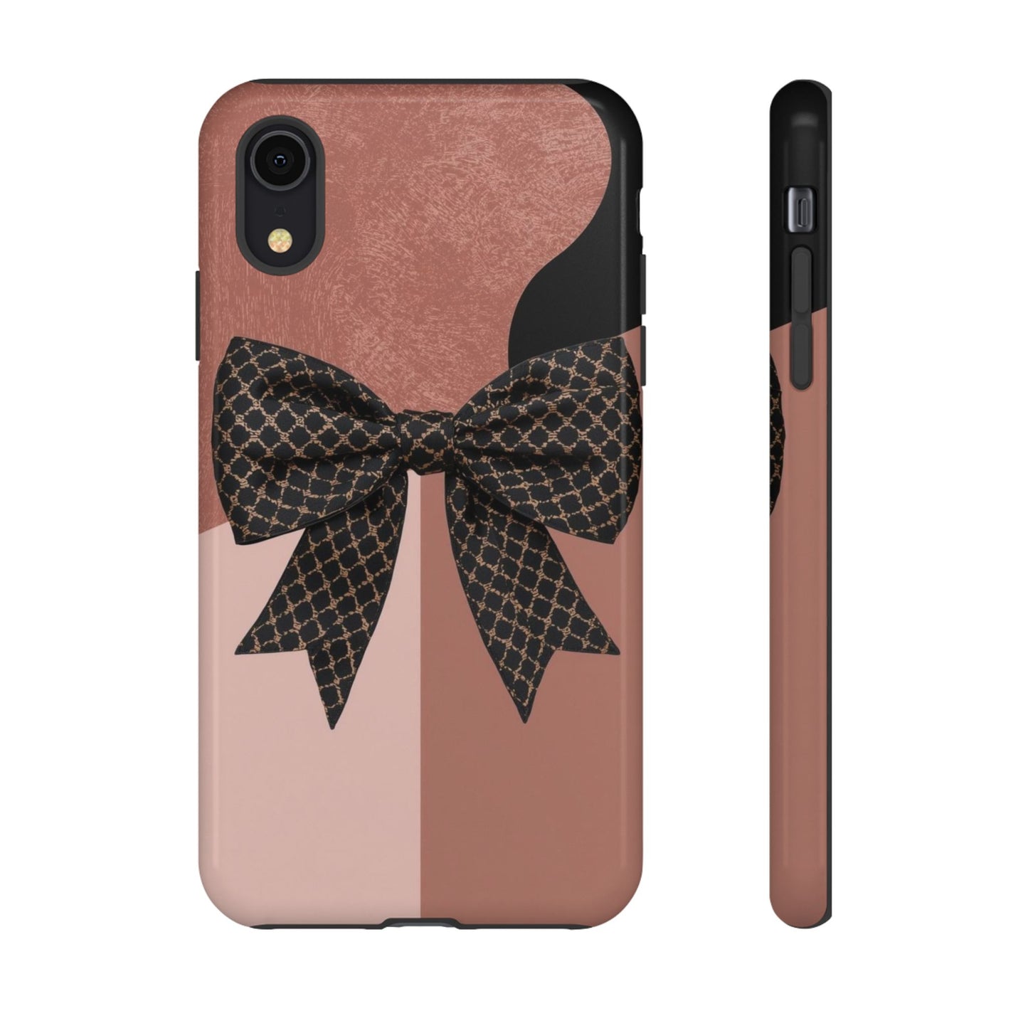 Bow Stripe Tough Phone Case – Pink Mauve Protective Cover