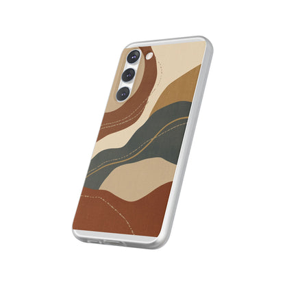 Abstract Earth Tone Phone Case — Boho Wavy Flexi Case