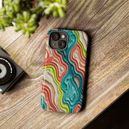 Abstract Contour Phone Case — Colorful Topographic Pattern Tough Case