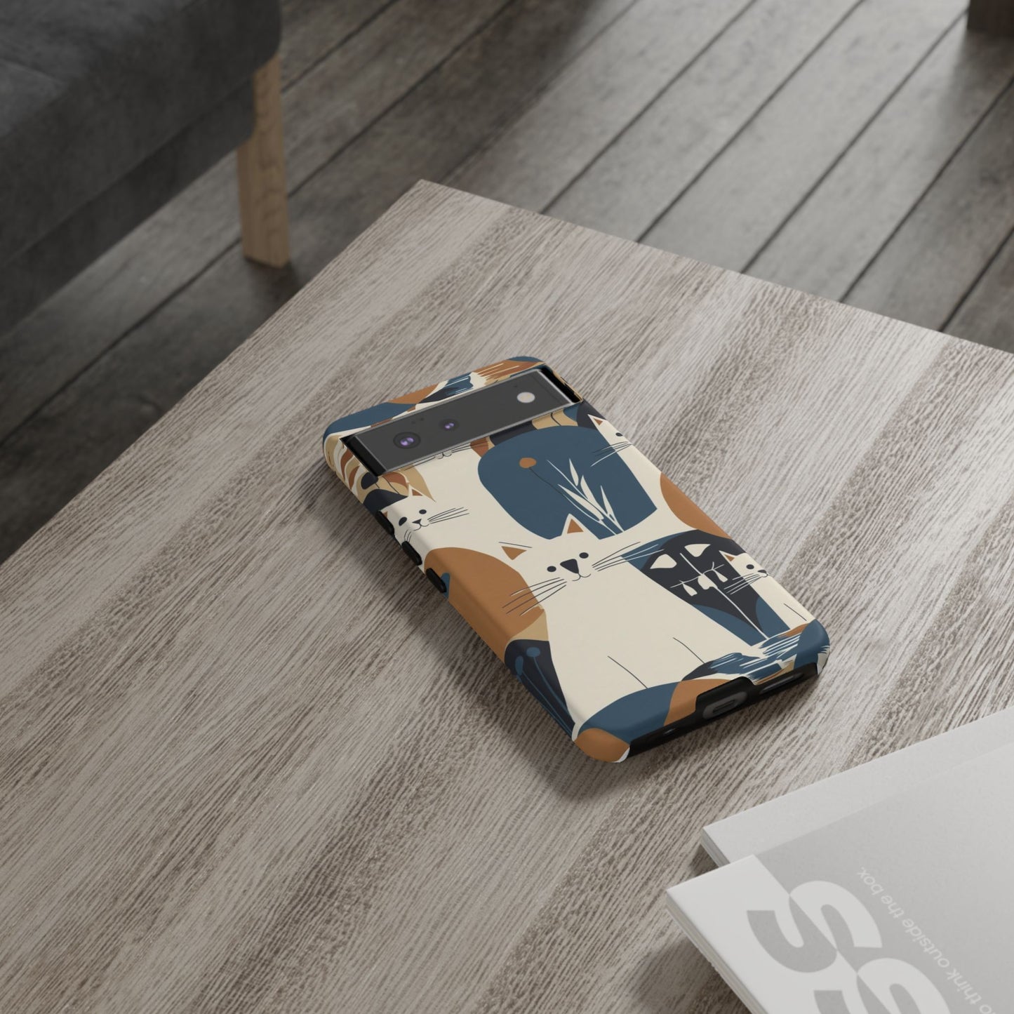 Cat Pattern Phone Case – Retro Abstract Cats Protective iPhone Cover