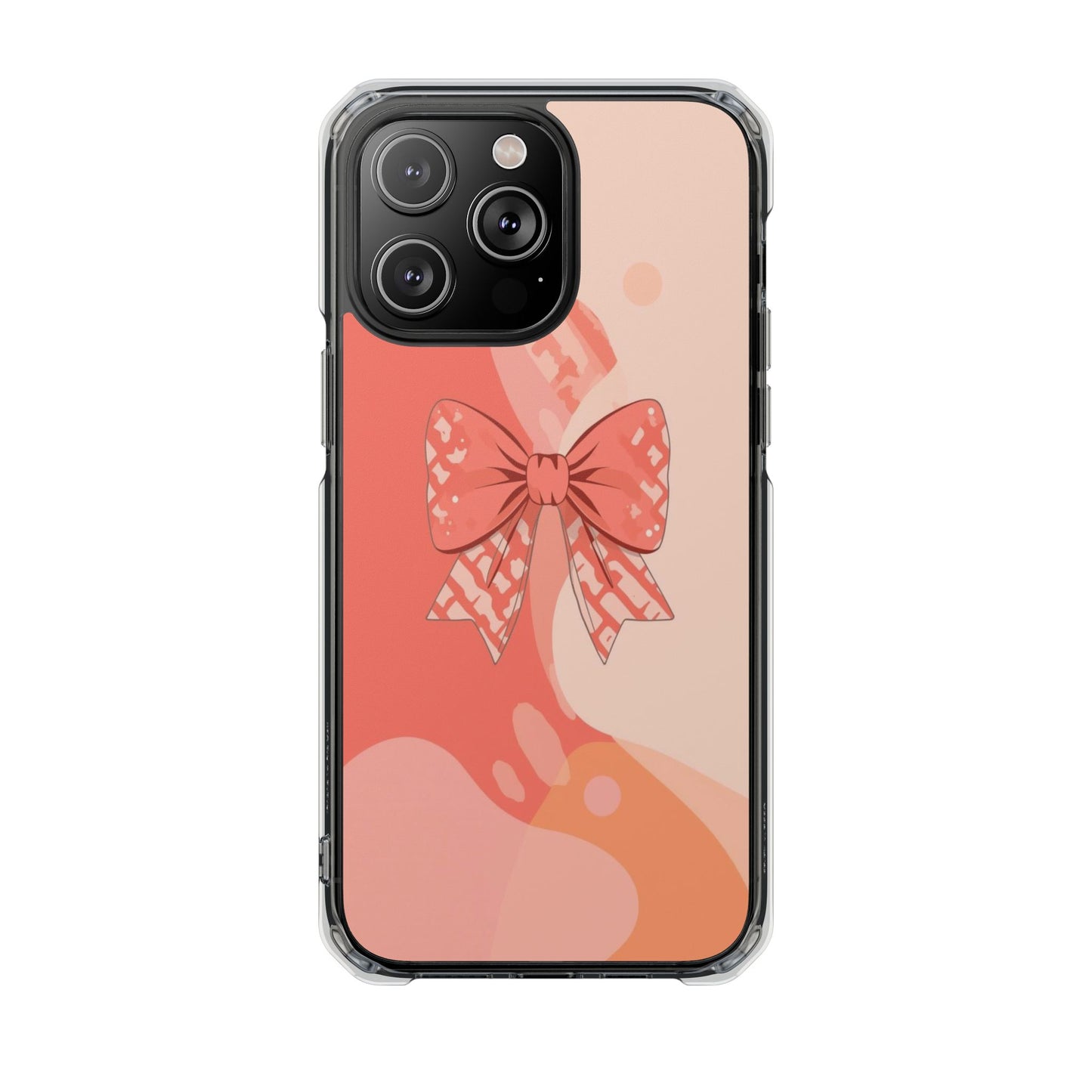 Clear Magnetic Phone Case — Pink Bow Art Design