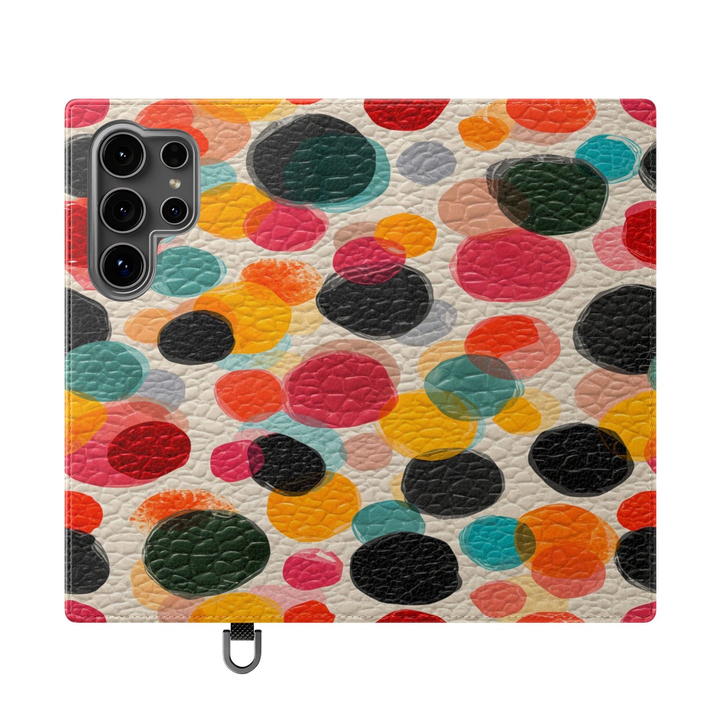 Colorful Confetti Dot Flip Phone Case — Retro Polka Wallet Cover