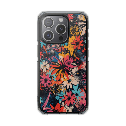 Floral Burst Magnetic Clear Phone Case — Protective Impact-Resistant Design
