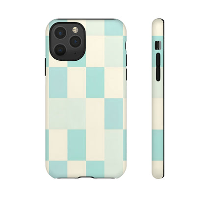 Pastel Checkerboard Tough Case – Mint & Cream Protective Phone Cover